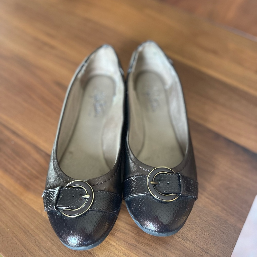 Life Stride Bronze Flats with Buckle